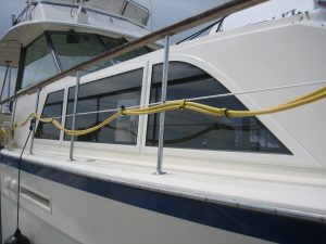 Hatteras Double Cabin Boat Window Replacement Photo of Boat Windows on Hatteras 43'