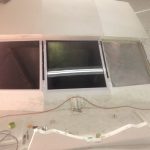 Picture of replacement windshields on 55' Hatteras Convertible with Grey Lite 14 glass