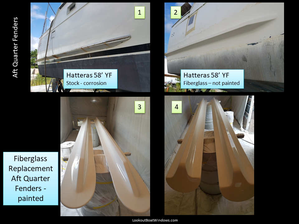 Hatteras Yacht Fisherman 58' Aft Quarter Fenders wooden and fiberglass Aft Quarter Fenders wooden and fiberglass