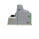 fiberglass center console side view with measurements