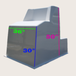 fiberglass center console side angle view with measurements